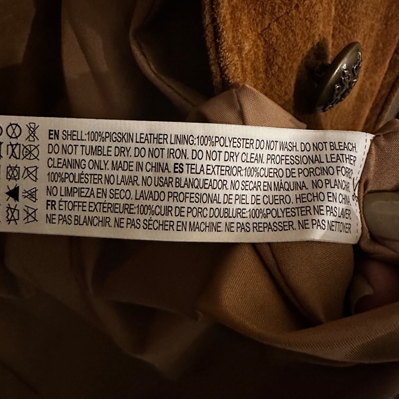 Genuine Suede Leather Belted Jacket Trench Coat - Picture 14 of 16